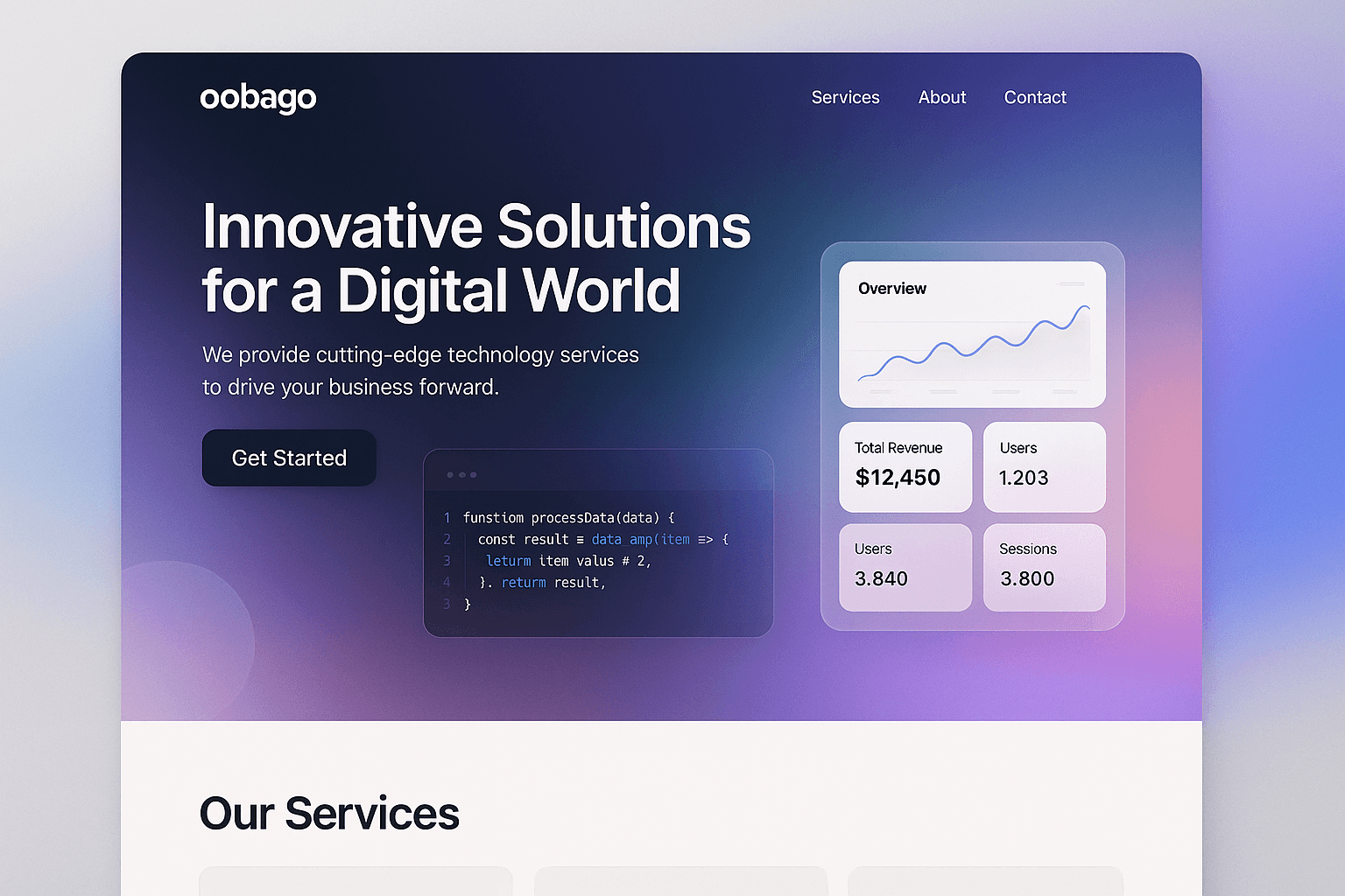 oobago.com website mockup